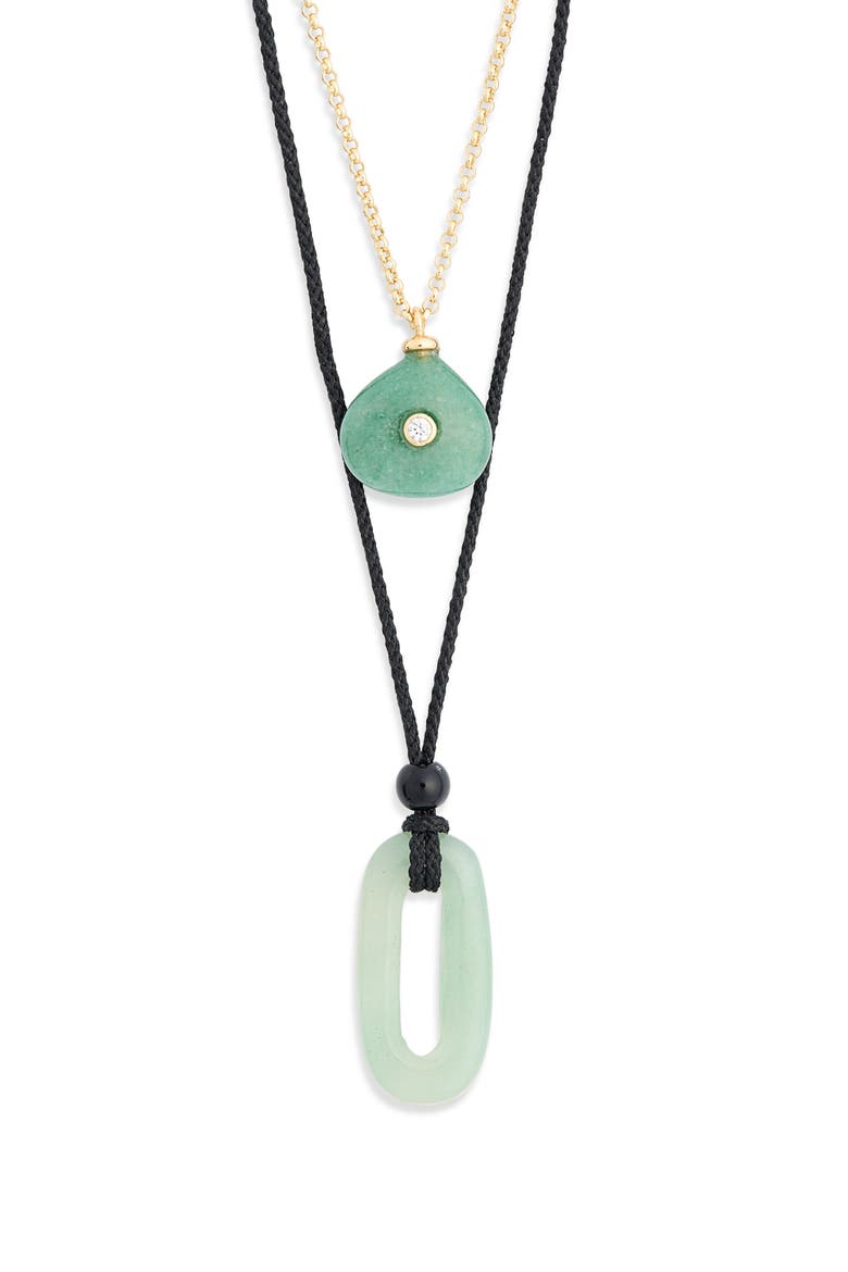 Set of 2 Cord Necklaces, Alternate, color, GREEN MULTI- BLACK