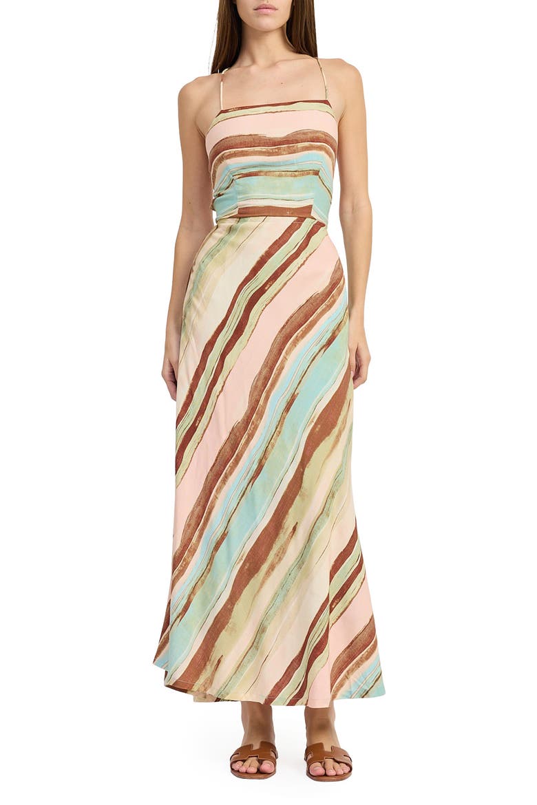 Lana Stripe Maxi Sundress, Main, color, BLUSH BROWN BLUE