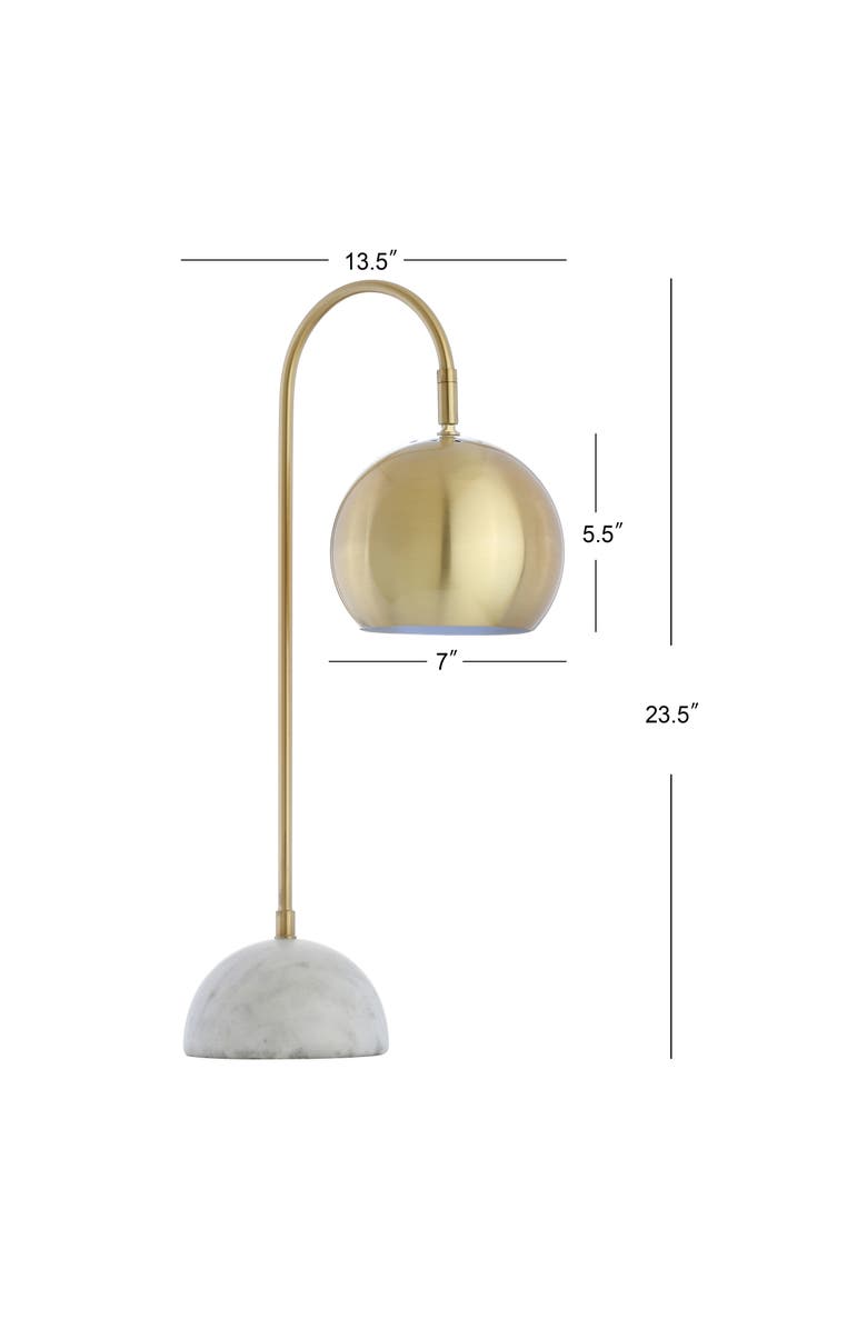 JONATHAN Y Stephen Metal/Marble LED Table Lamp, Alternate, color, Brass Gold/White