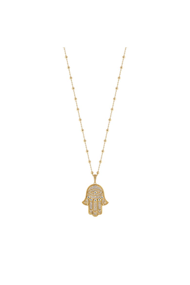 Inspired Action Gold Evil Eye & Hamsa Hand Necklace, Main, color, Gold
