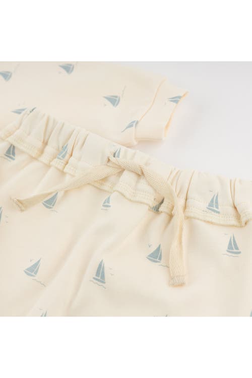 Shop Oh Baby ! Mini Sailboats Brooklyn Boxy Jogger Set In Milk