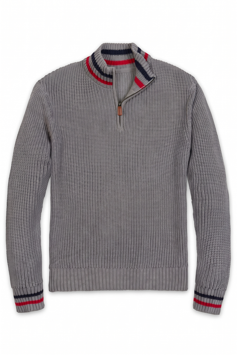 Men's Organic Cotton Half Zip Pullover Sweater, Alternate, color, Dark Gray Heather