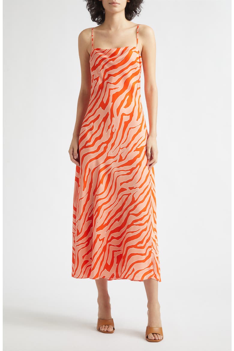 Lou Lou Zebra Print Slipdress, Main, color, SUNRISE ZEBRA