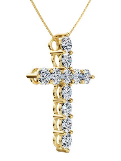 4Ct TW Diamond Cross Pendant 14k Gold Women's 18" Necklace Lab Grown