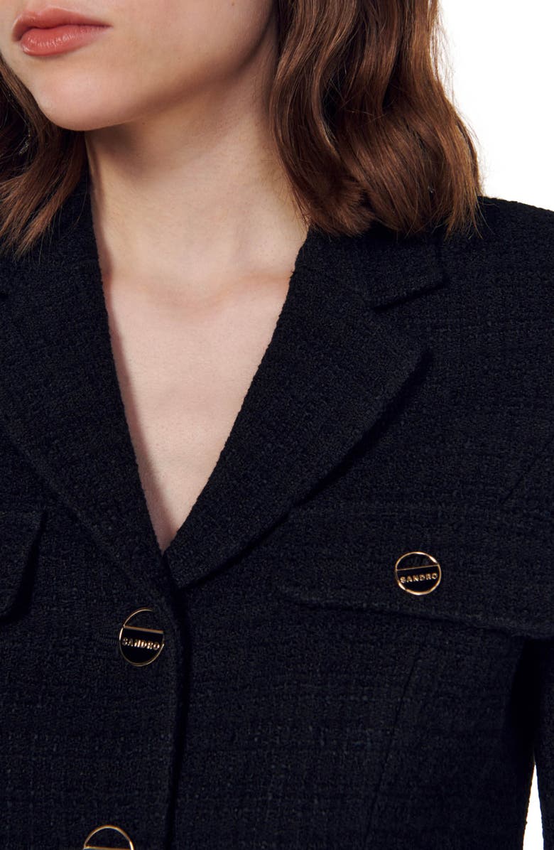 SANDRO Edma Tweed Crop Blazer, Alternate, color,
