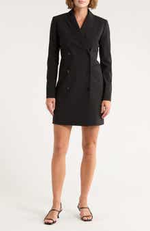 Theory Long Sleeve Wool Blend Blazer Dress