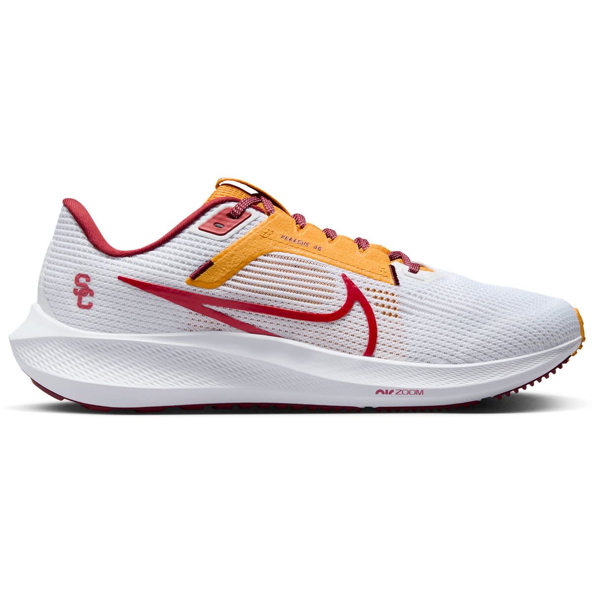 Nike Unisex Nike  White USC Trojans Zoom Pegasus 40 Running Shoe, Alternate, color, White