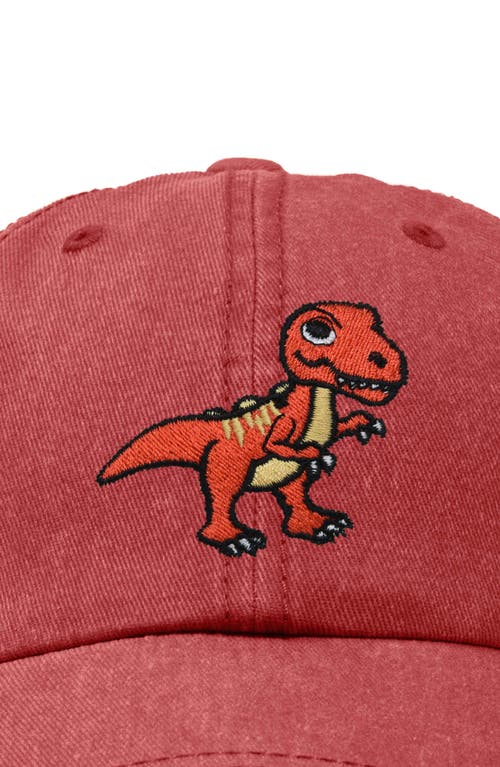 Dalix T-rex Embroidered Casual Cap In Washed Red
