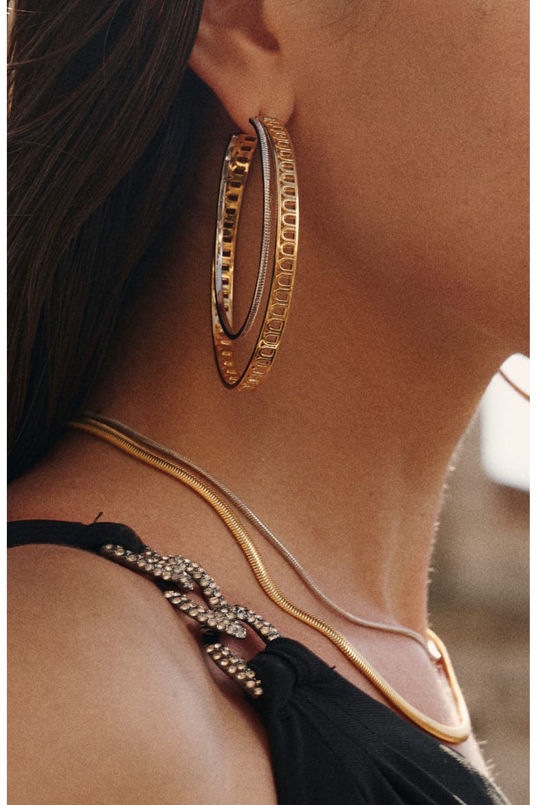 Colosseum Earrings, Alternate, color, Gold