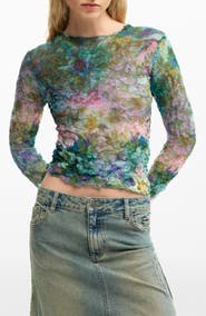Desigual Crinkle Long Sleeve Crop Top