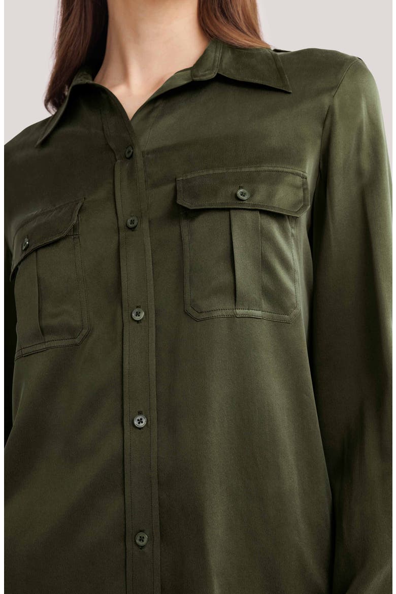 Women's Sandwashed Silk Shirt With Epaulettes, Alternate, color, Safari Green