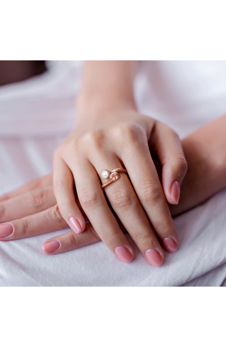 Julianna B. Cultured Pearl & Morganite 2-Stone Ring 10k, Alternate, color, Rose Gold