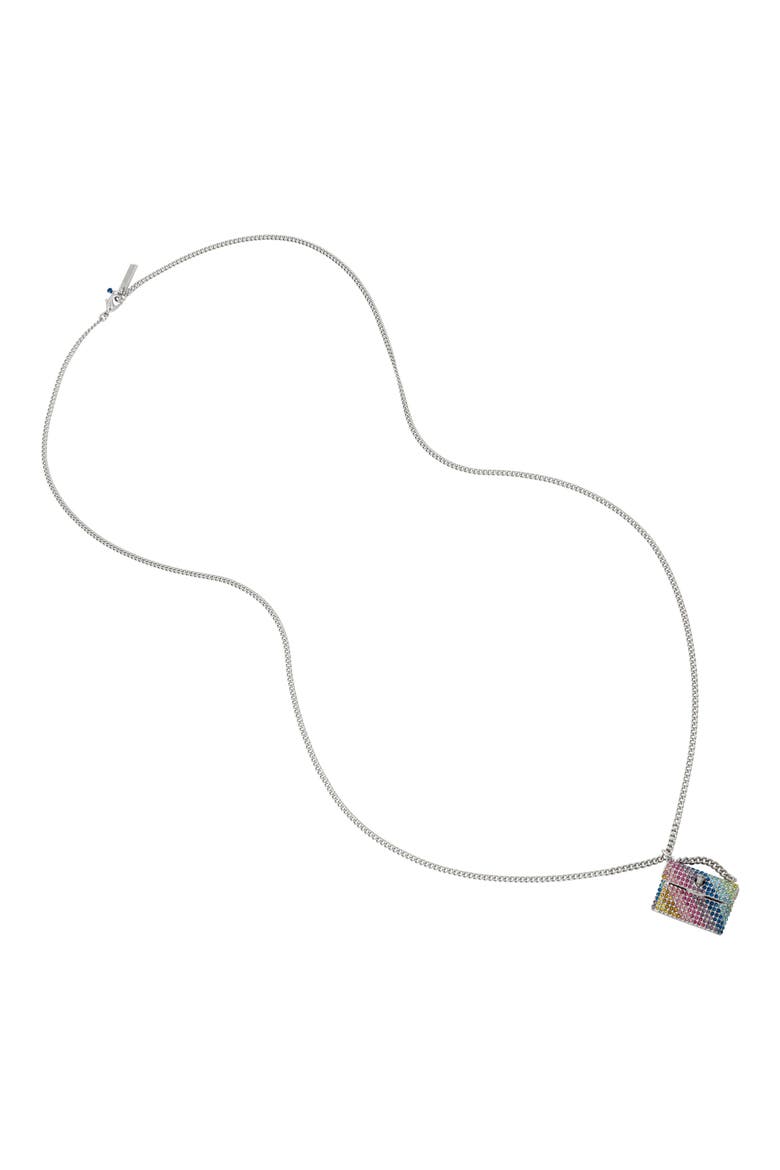 Rainbow Crystal Purse Pendant Long Necklace, Alternate, color, MULTI