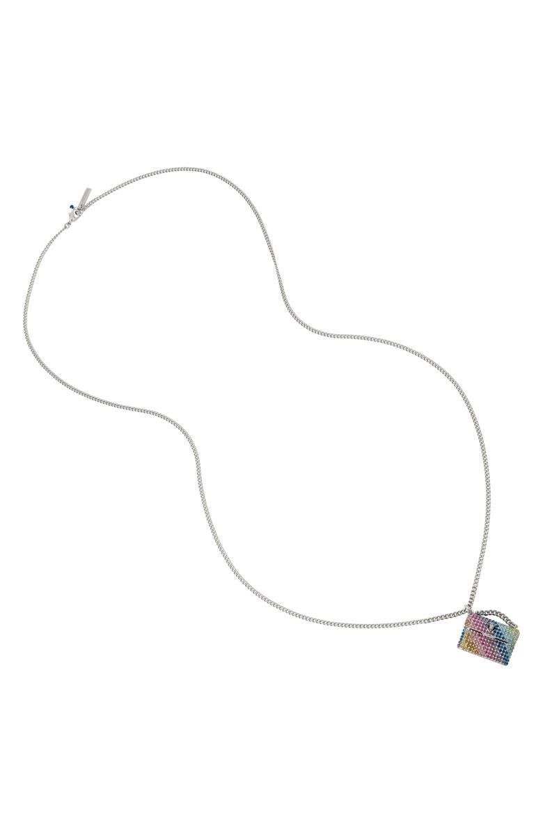 Kurt Geiger London Rainbow Crystal Purse Pendant Long Necklace, Alternate, color, 