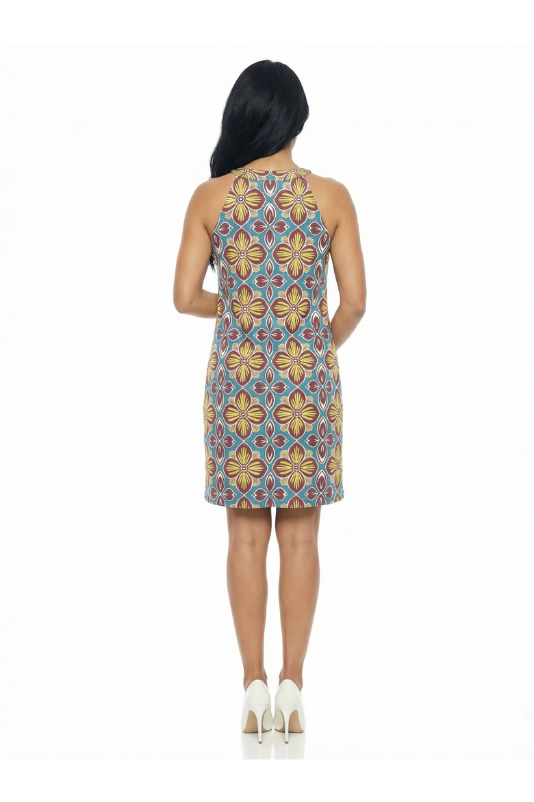 Maternity Floral Knee Length Paisley Sleeveless Keyhole Dress, Alternate, color, Blue Multi