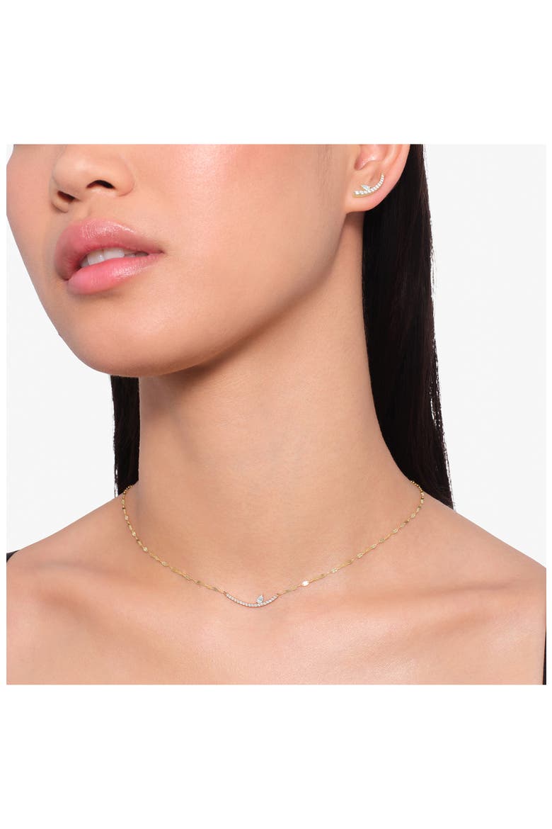 14K Gold Curved Diamond Pendant Necklace, Alternate, color, YELLOW