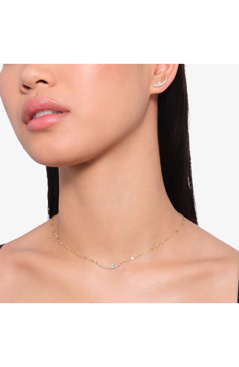 LANA 14K Gold Curved Diamond Pendant Necklace, Alternate, color, Yellow