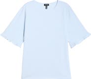 Jones New York Stripe Frill Sleeve Stretch Cotton Top