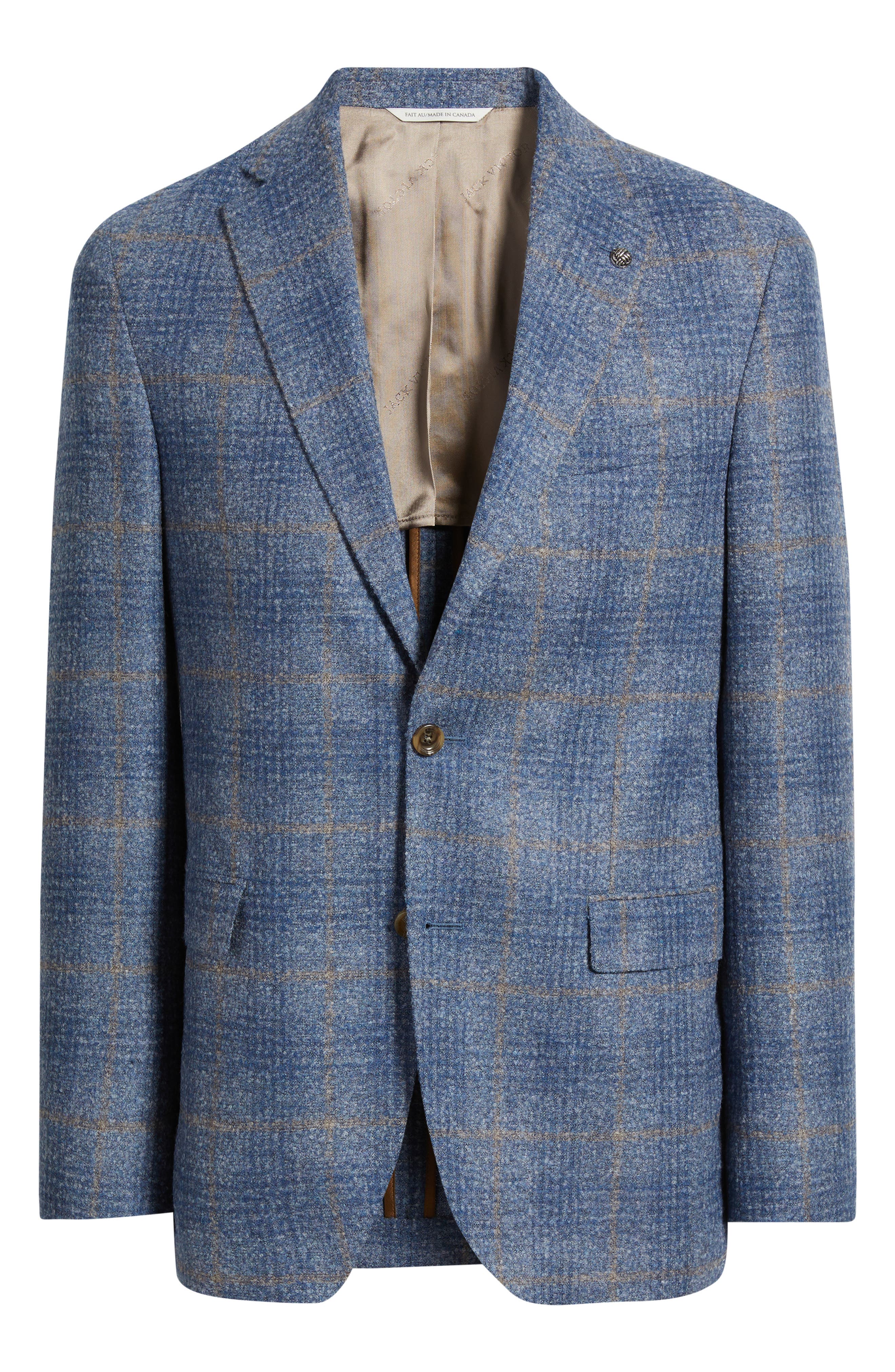 Jack Victor McAllen Blue Windowpane Check Soft Constructed Alpaca