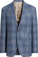 Jack Victor McAllen Blue Windowpane Check Soft Constructed Alpaca & Wool Blend Sport Coat