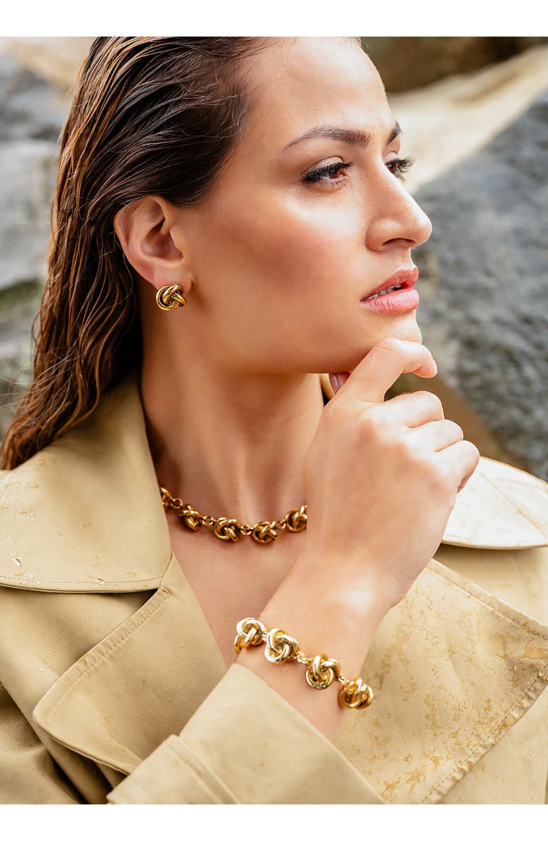 CHRISTINA CARUSO Love Knot Stud Earrings, Alternate, color, 14K Gold