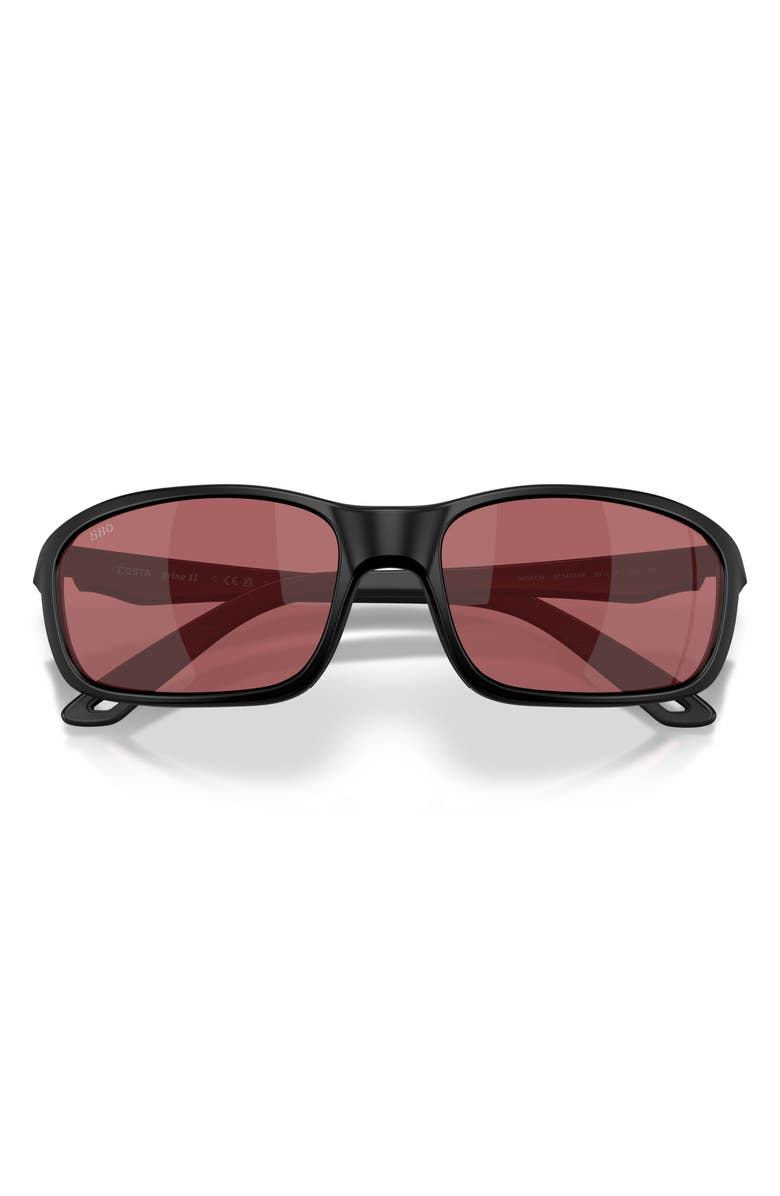 Costa Del Mar Brine II 59mm Polarized Rectangular Sunglasses, Alternate, color, Matte Black / Rose 580G