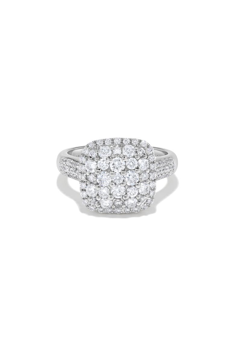 Pavé Cushion Cluster Diamond Ring in 14K White Gold, Main, color, 14K White Gold
