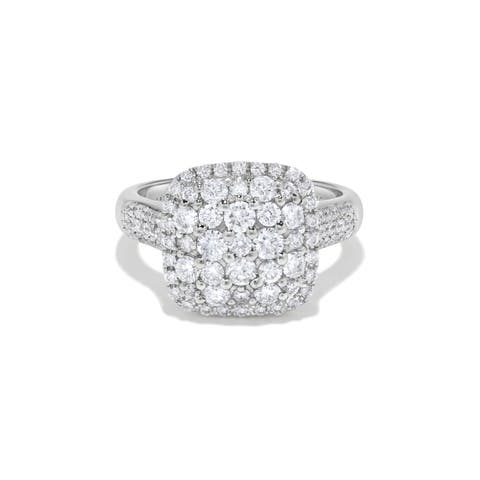 Pavé Cushion Cluster Diamond Ring in 14K White Gold