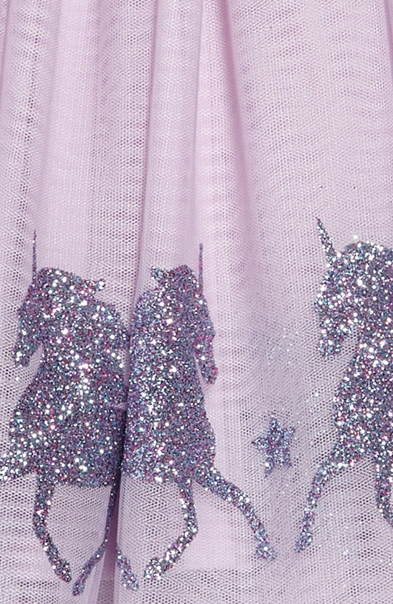 Zunie Glittery Unicorn Ballerina Dress, Alternate, color, 