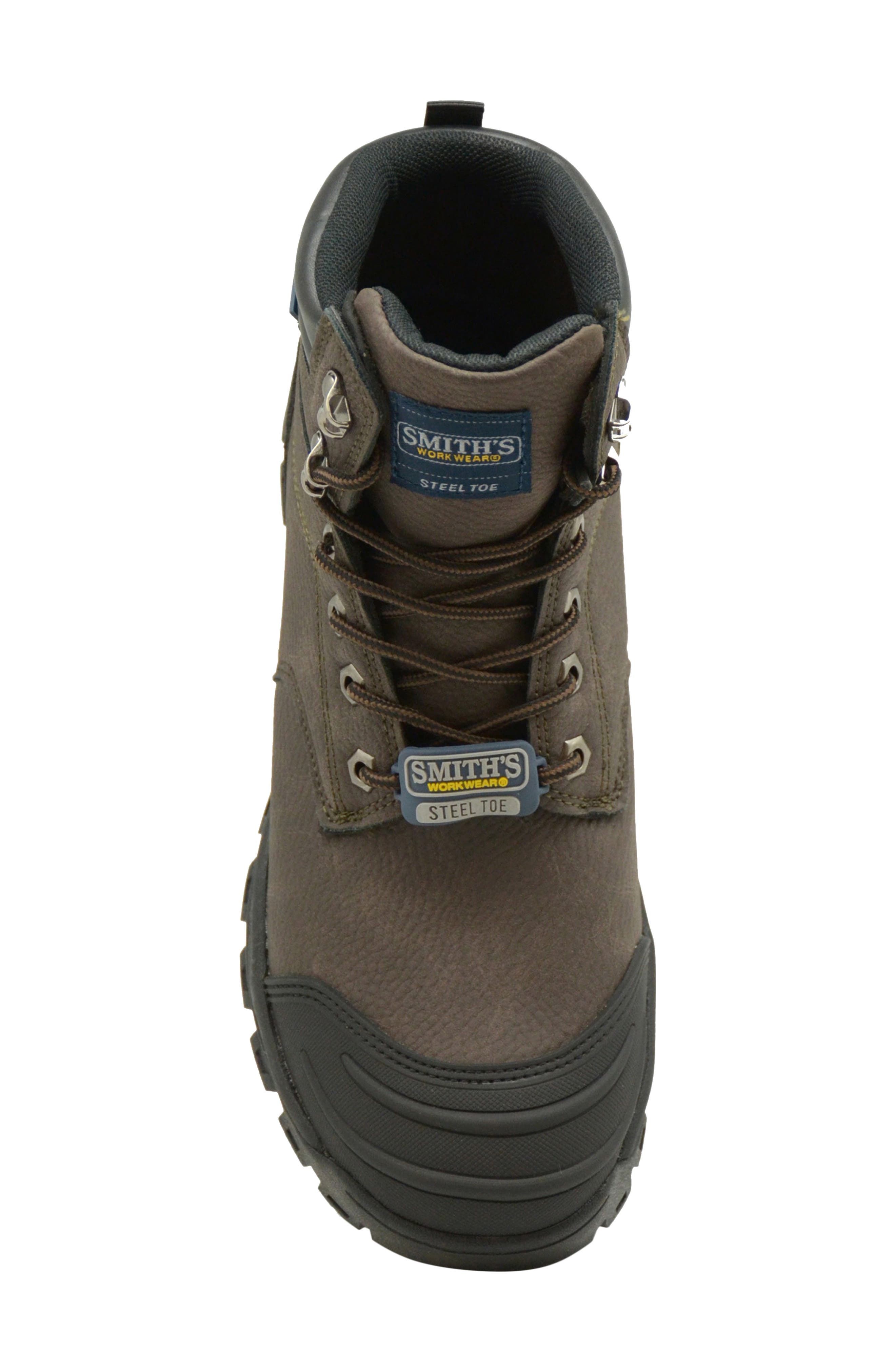 Berkshire Faux Leather Steel Toe Work Boot, Alternate, color, DARK BROWN