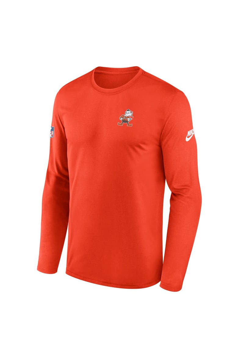 Men's Nike Orange Cleveland Browns Legend Small Logo Performance Long Sleeve T-Shirt, Alternate, color, Orange