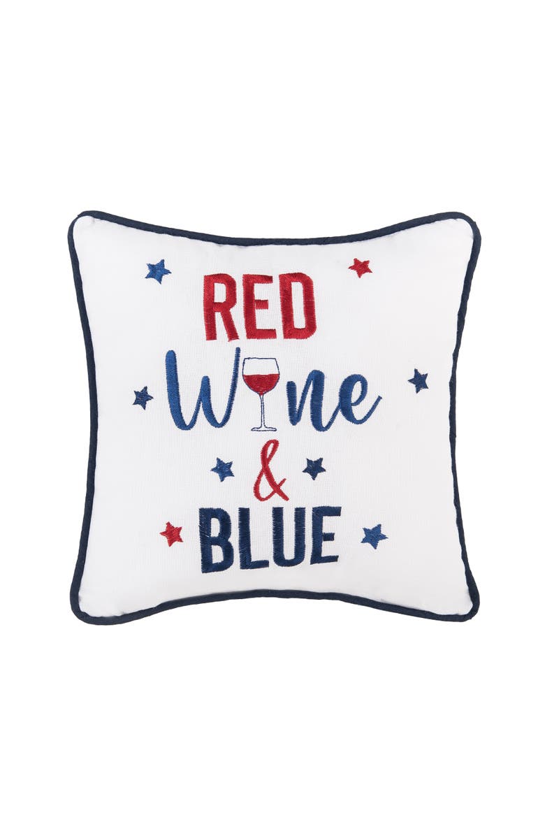 C&F Home "Red Wine & Blue" Patriotic Cotton Blend Mini Accent Pillow 10" x 10", Main, color, White