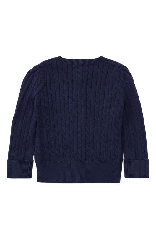 Ralph Lauren Cotton Mini Cable Cardigan In Blue