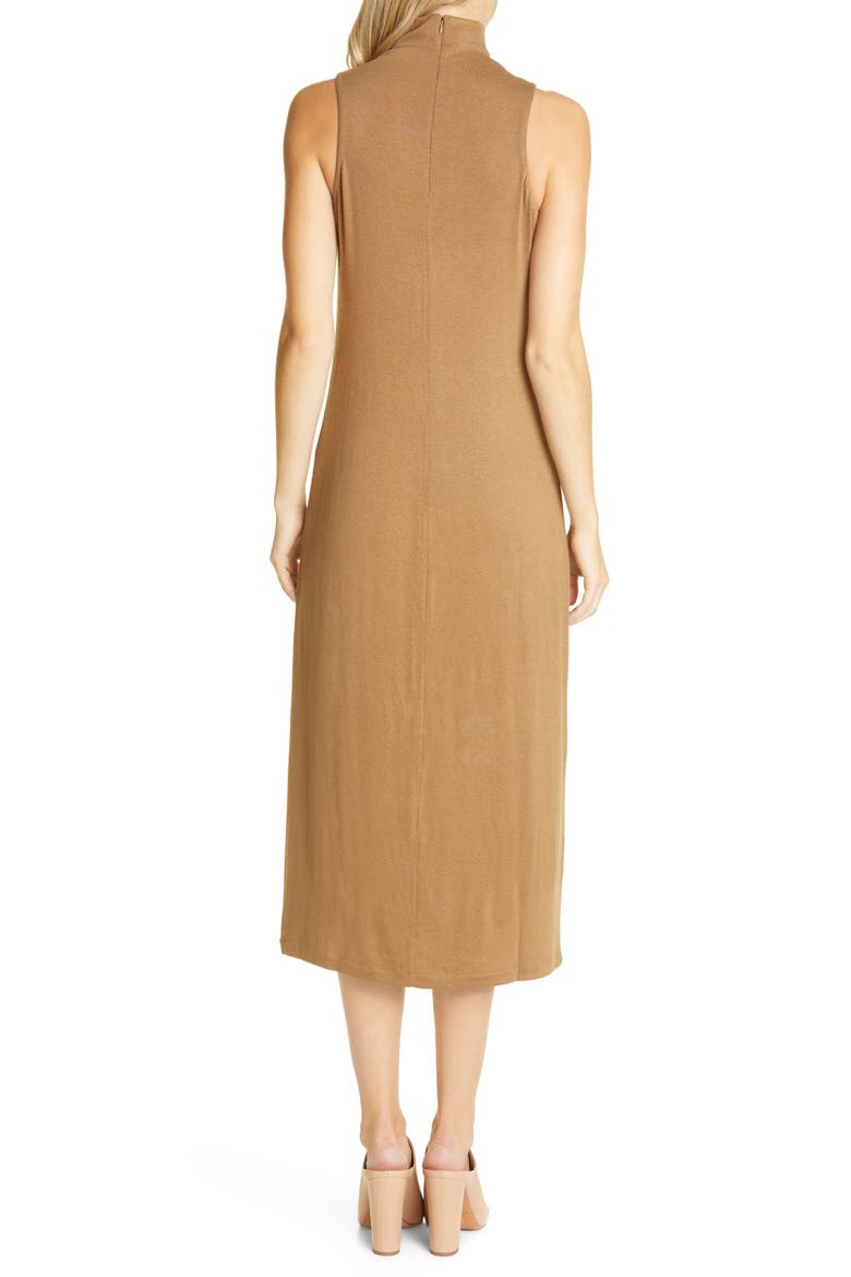 Mock Neck Sleeveless Midi Dress, Alternate, color, OAK