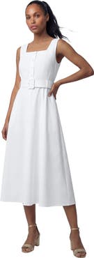 Jessica London Belted Linen Midi Dress