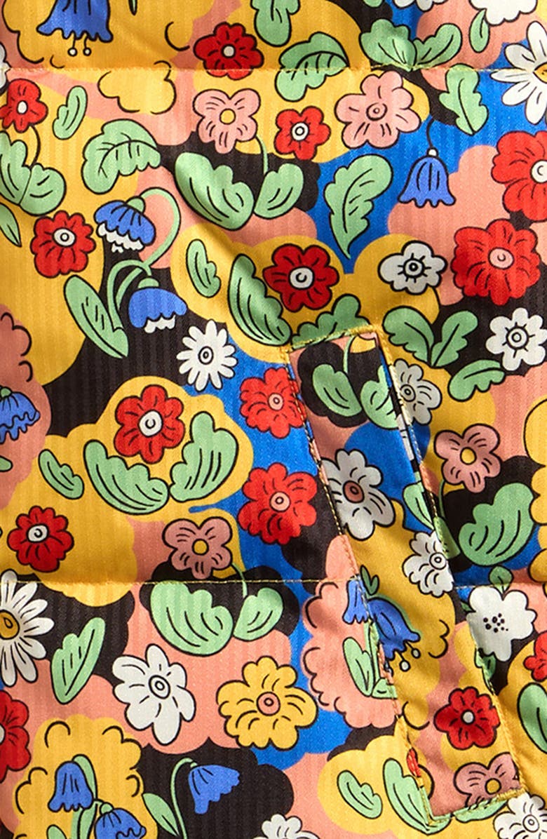 Mini Rodini Kids' Water Repellent Floral Puffer Jacket, Alternate, color, Yellow Multi