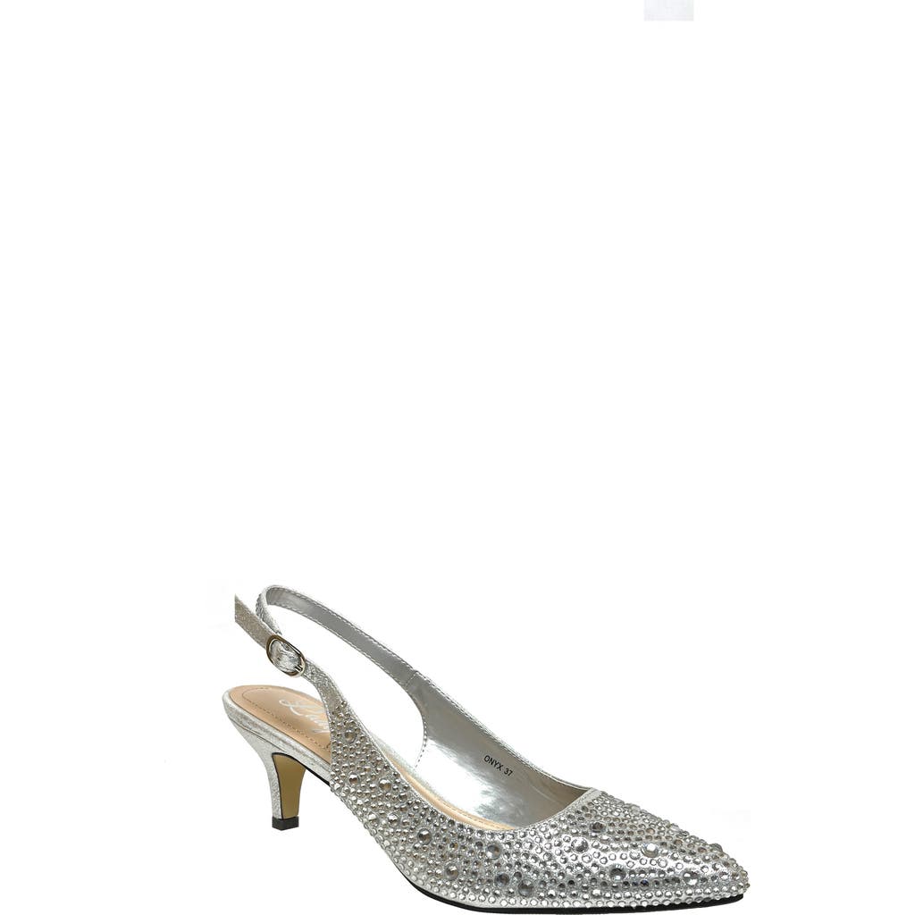 Lady Couture Onyx Rhinestone Slingback Pump In Silver