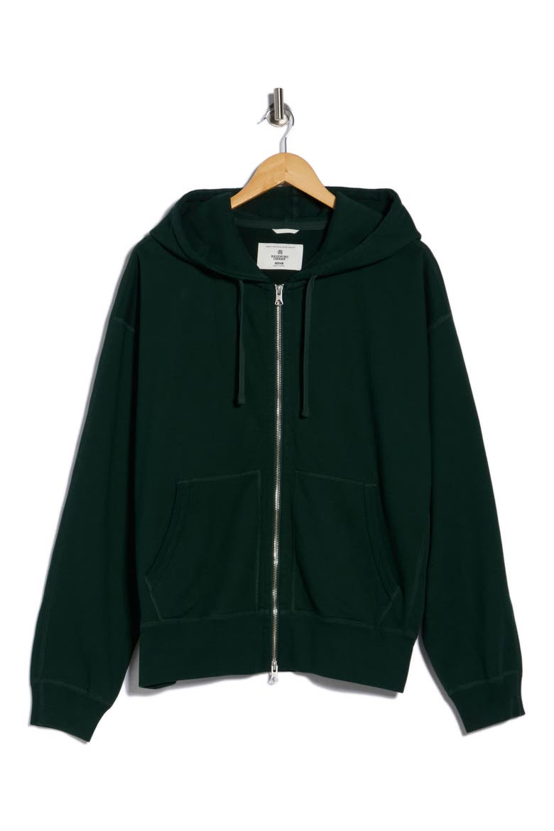 Midweight Terry Relaxed Zip Hoodie, Alternate, color, BRITISH RACING GREEN