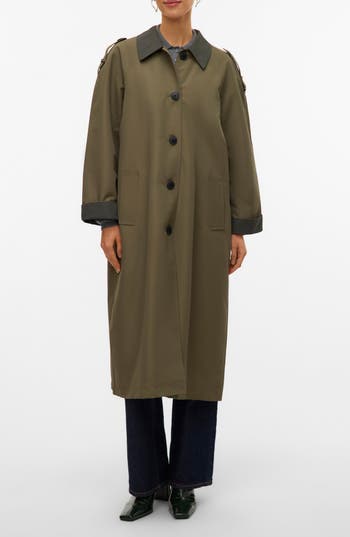 Vero Moda Lucia Maria Water Resistant Coat In Green
