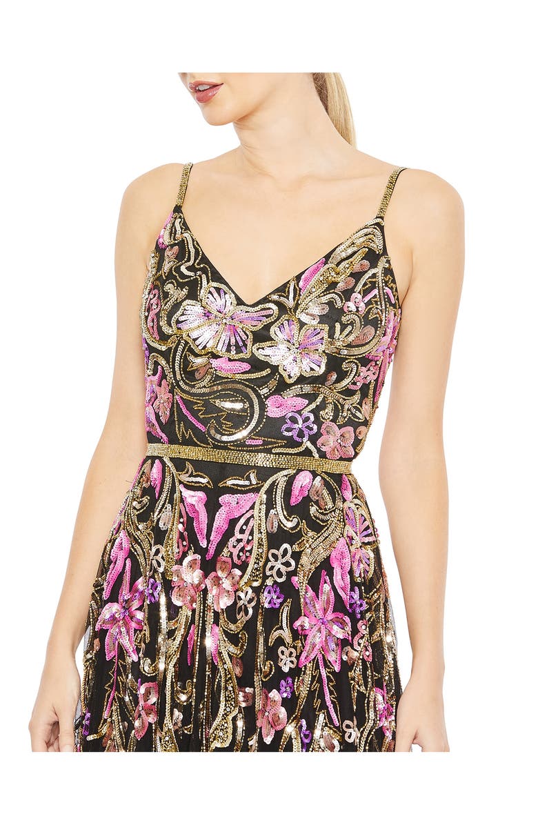 Mac Duggal V-Neck Sequin Column Gown, Alternate, color,