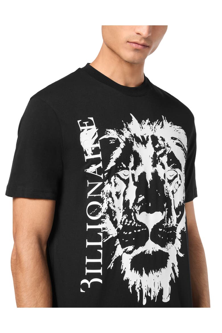T-Shirt Round Neck Lion Men, Alternate, color, black