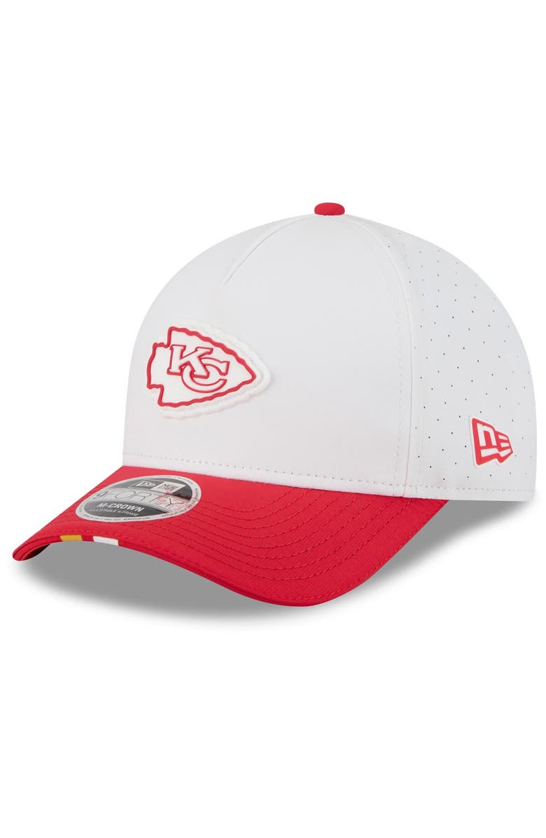 New Era Men's New Era White/Red Kansas City Chiefs 2025 NFL Training Camp A-Frame 9FORTY Adjustable Hat, Main, color, White