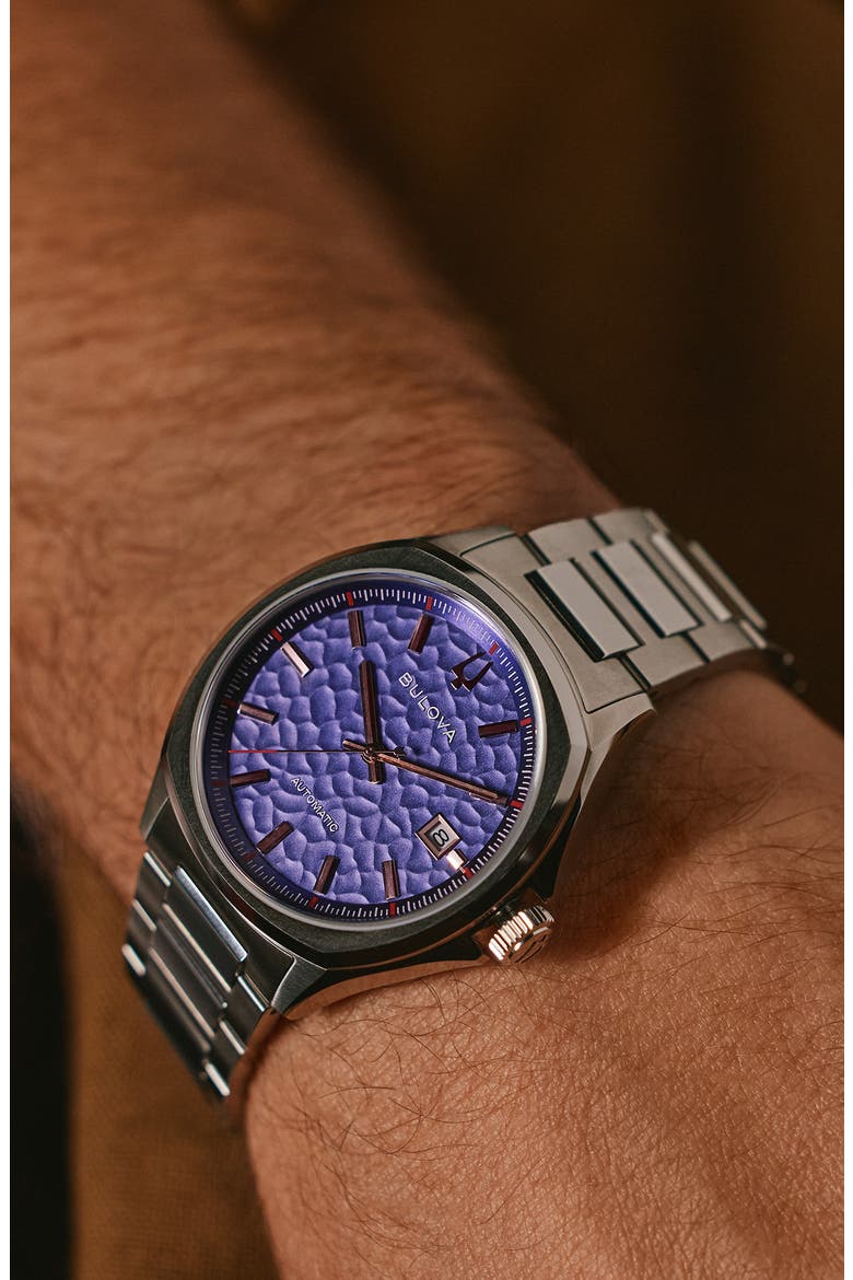 Tony Bennett NYC Automatic Bracelet Watch, 39mm, Alternate, color, PURPLE/ SILVER-TONE