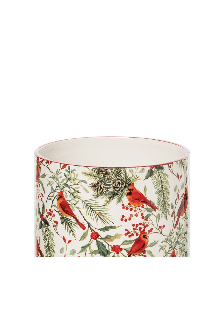 C&F Home Christmas Red Cardinal & Greenery Dolomite Kitchen Utensil Crock Holder Caddy 7", Alternate, color, White