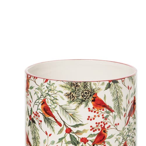 C & F Home C&f Home Christmas Red Cardinal & Greenery Dolomite Kitchen Utensil Crock Holder Caddy 7" In Multi