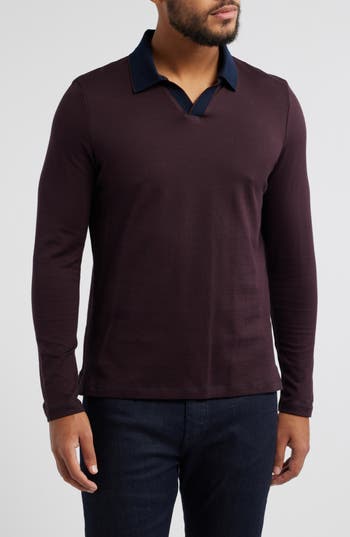 Robert Barakett Hereford Long Sleeve Polo In Red