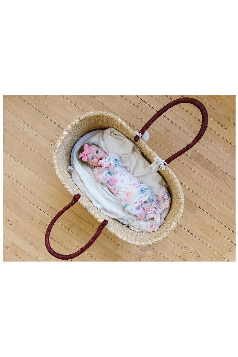 Newborn Knotted Gown, Alternate, color, Bloom