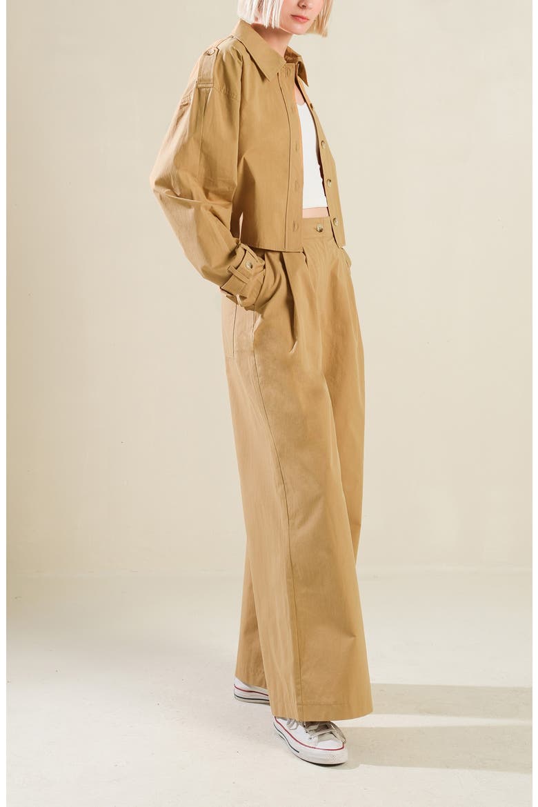 Cropped Cotton Shirt, Alternate, color, CAMEL