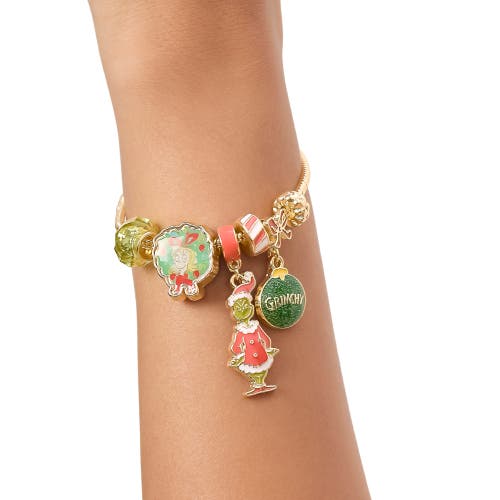 Grinch Holiday Charm Beaded Bracelet In Gold
