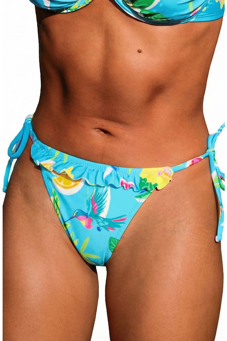 Side Tie Ruffle Bikini Bottoms, Main, color, LIGHT BLUE
